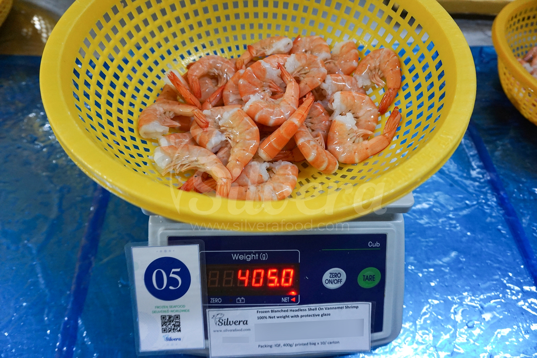 Net weight per shrimp bag