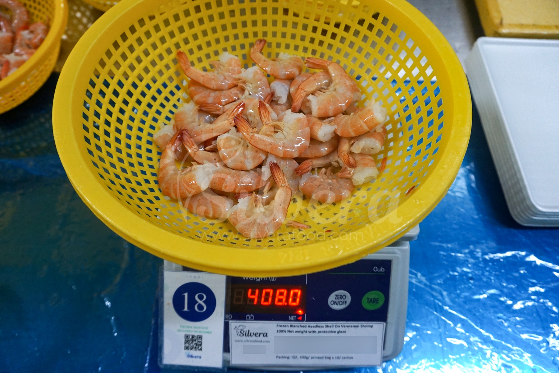 Net weight per shrimp bag