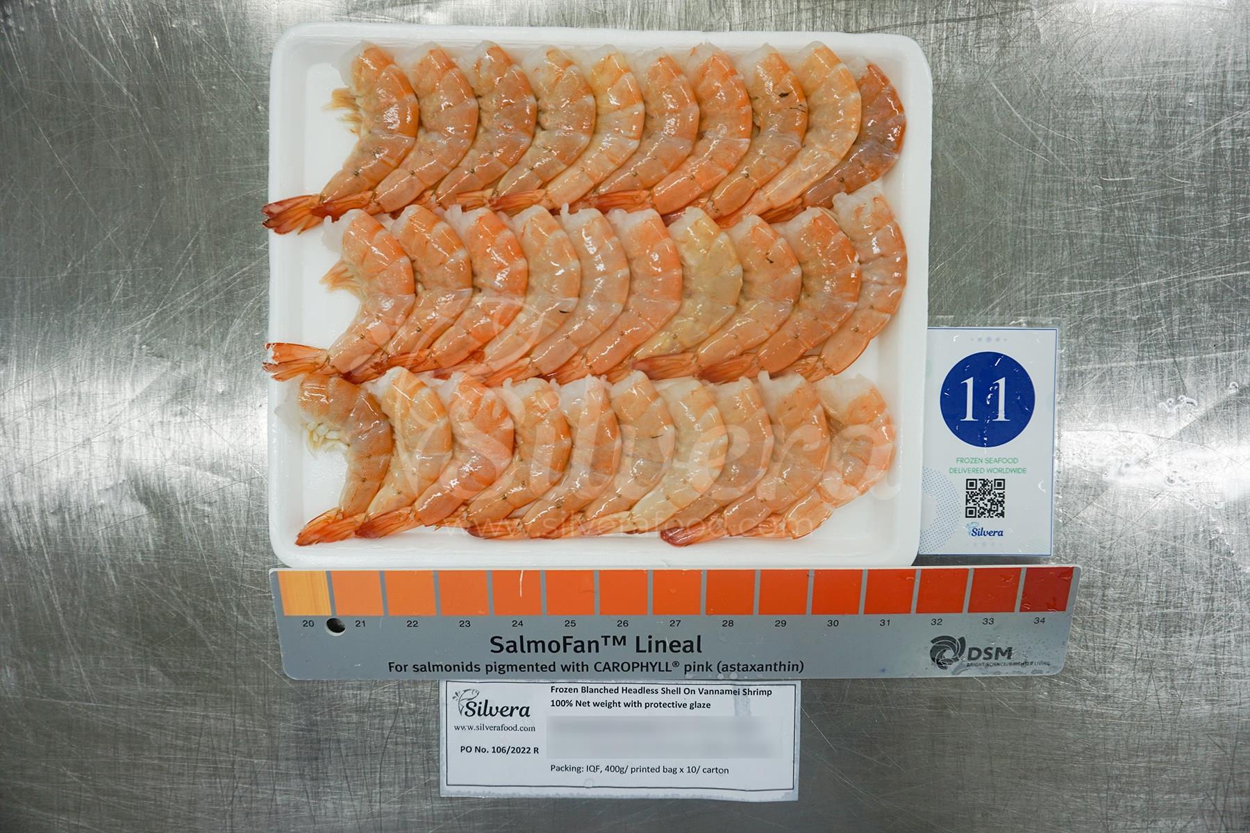 Defrosted blanched headless vannamei shrimps