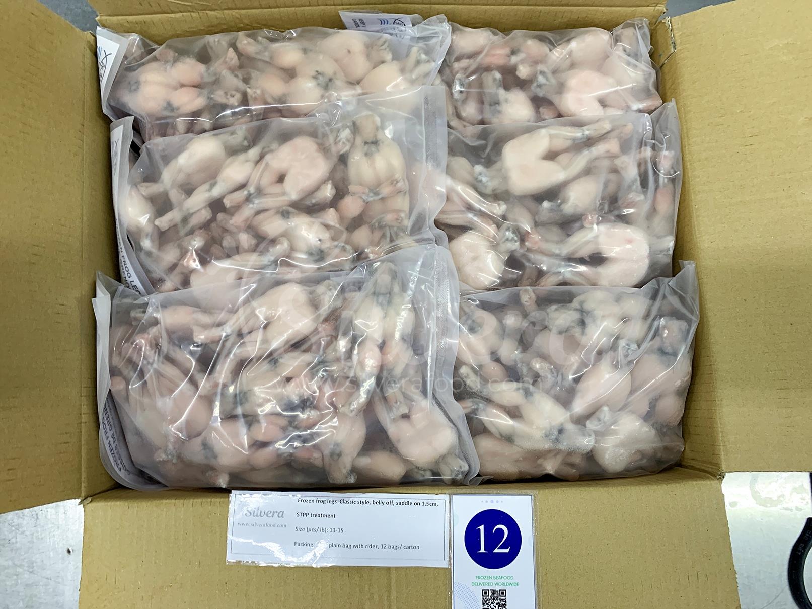 Frozen frog legs in retail bags