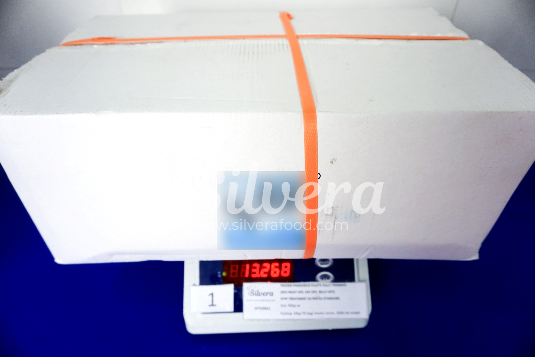 Pangasius carton with 2 straps 