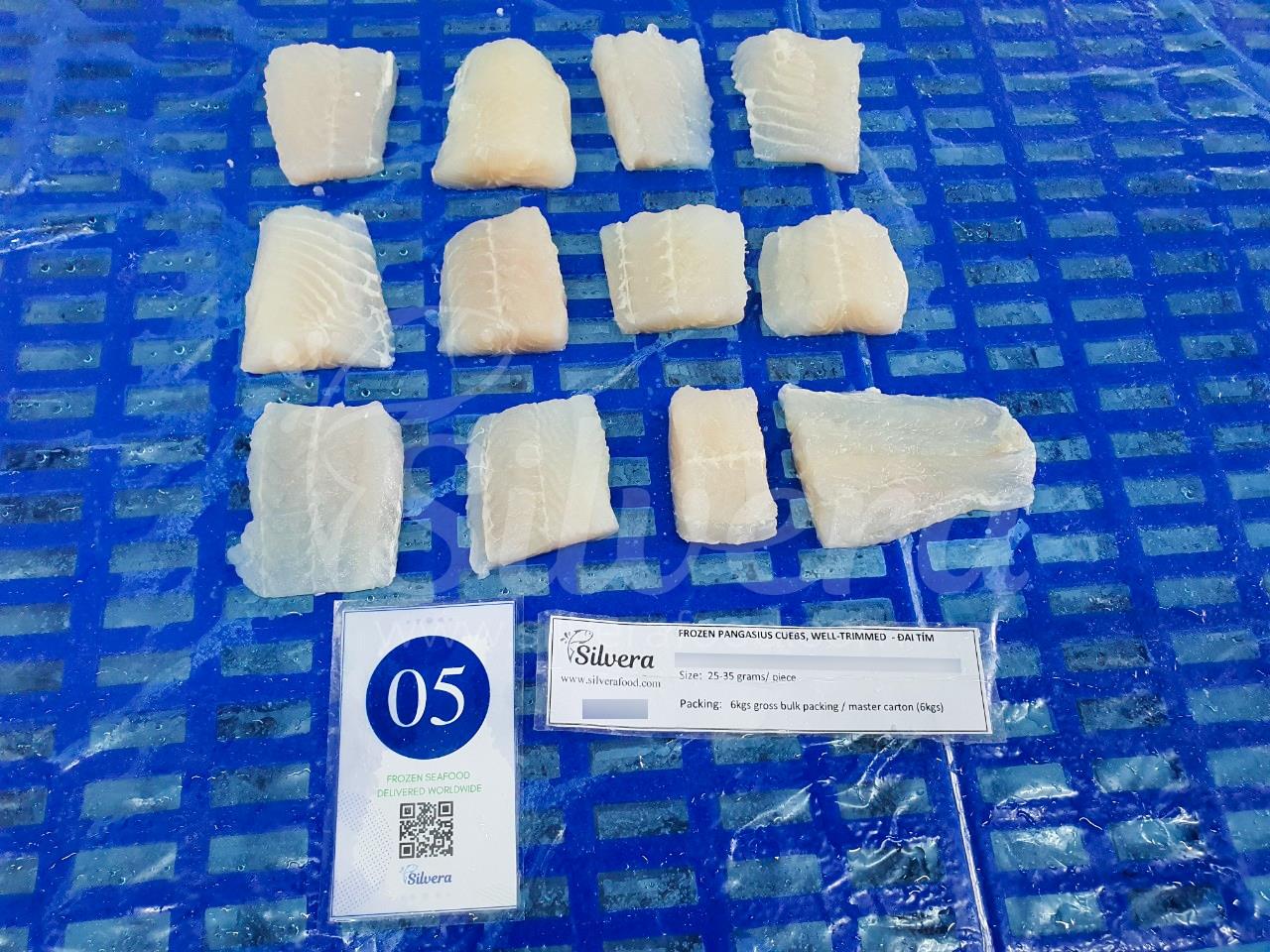 Defrosted pangasius cubes