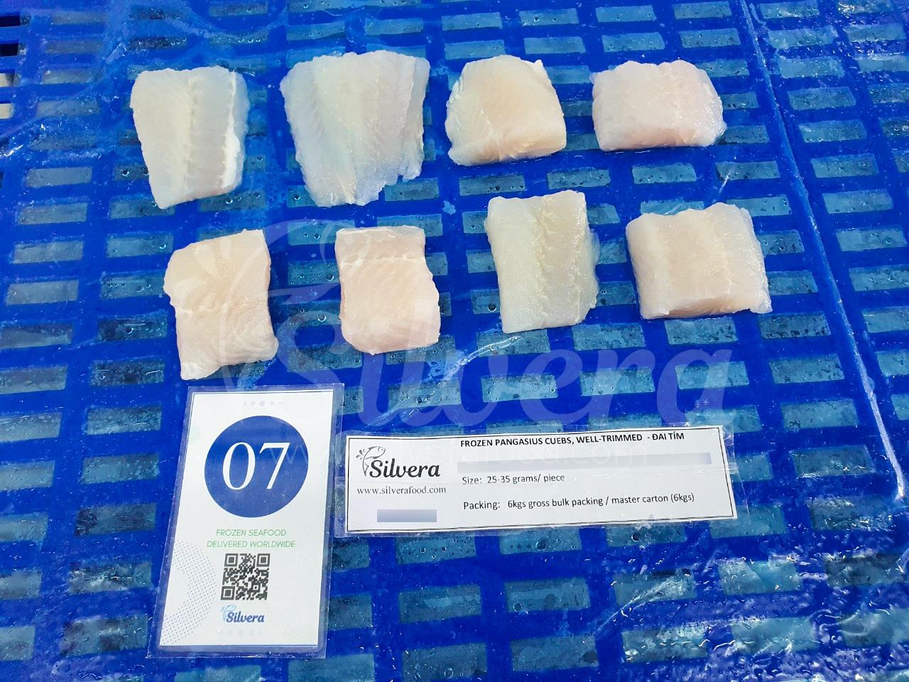 Defrosted pangasius cubes