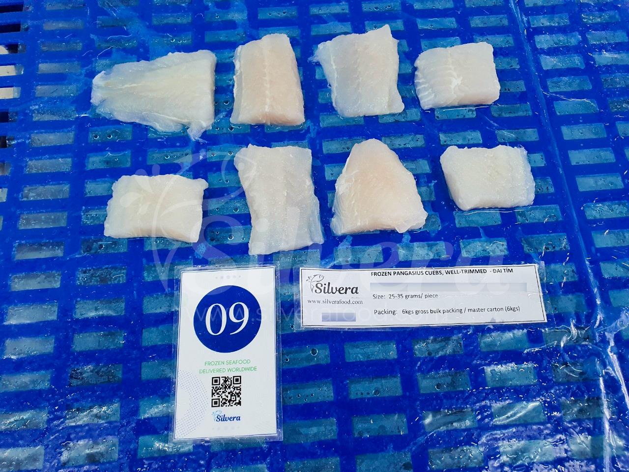 Defrosted pangasius cubes