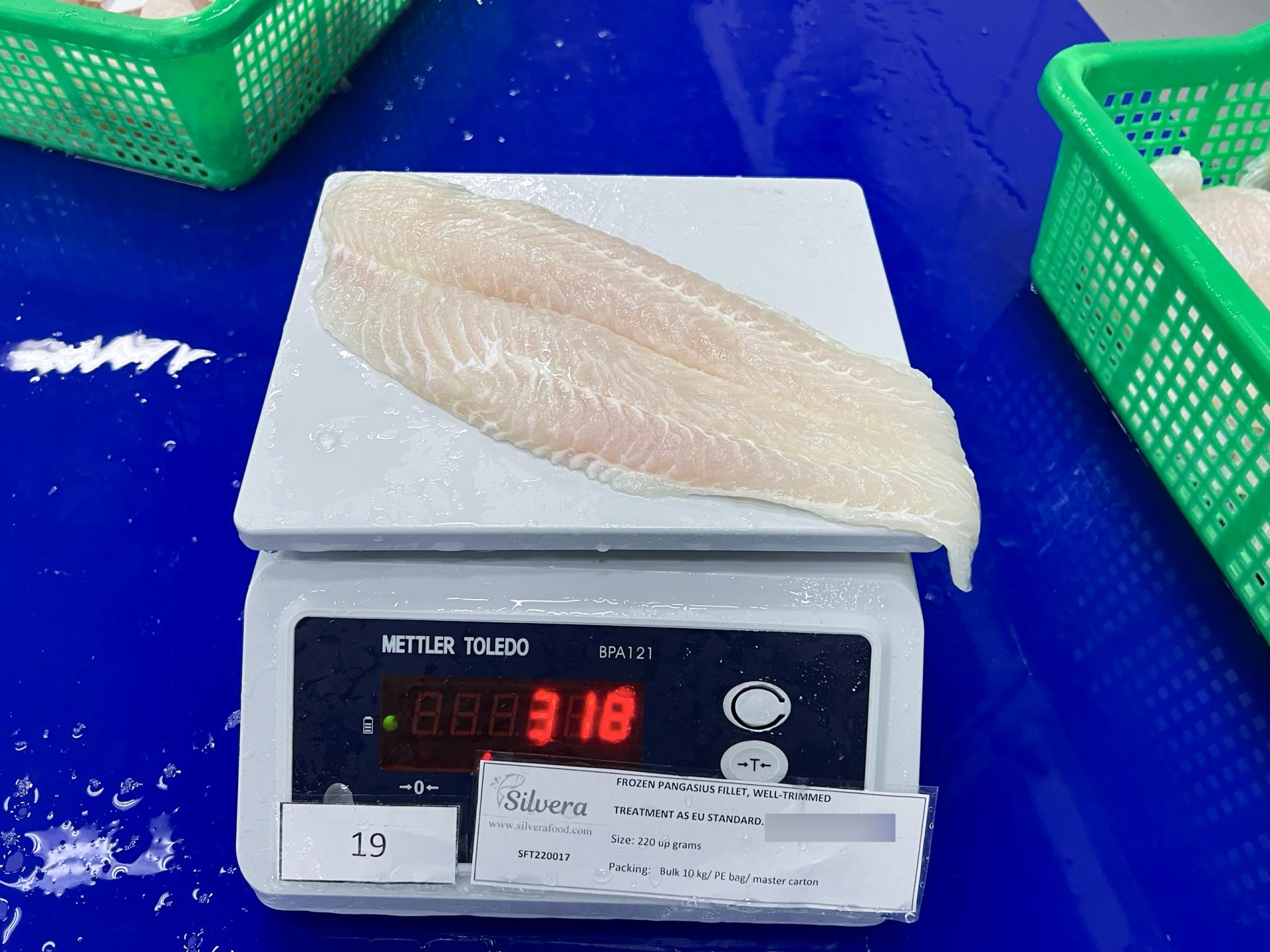 Pangasius fillet size 220 up g/ pc