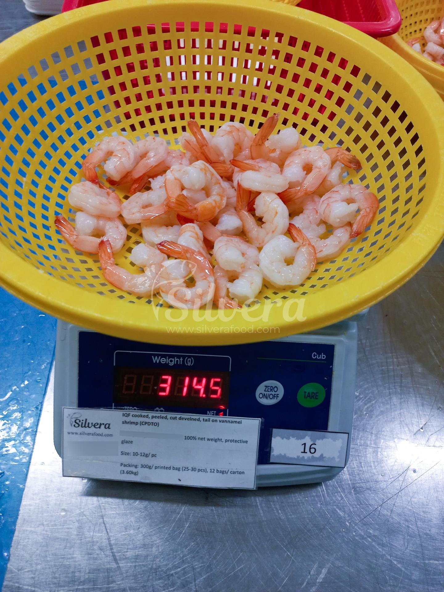 Drained net weight of CPDTO vannamei shrimp