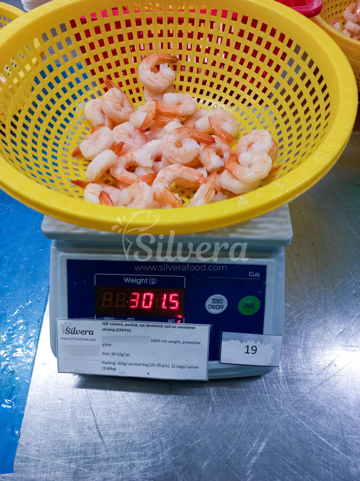 Drained net weight of CPDTO vannamei shrimp