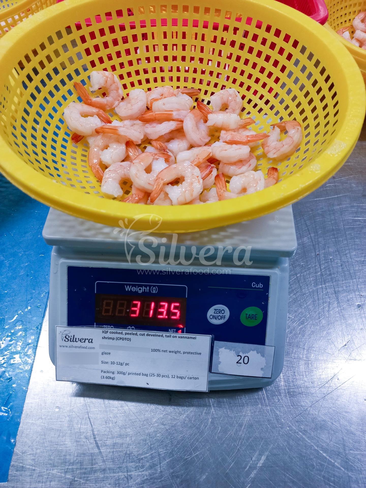 Drained net weight of CPDTO vannamei shrimp