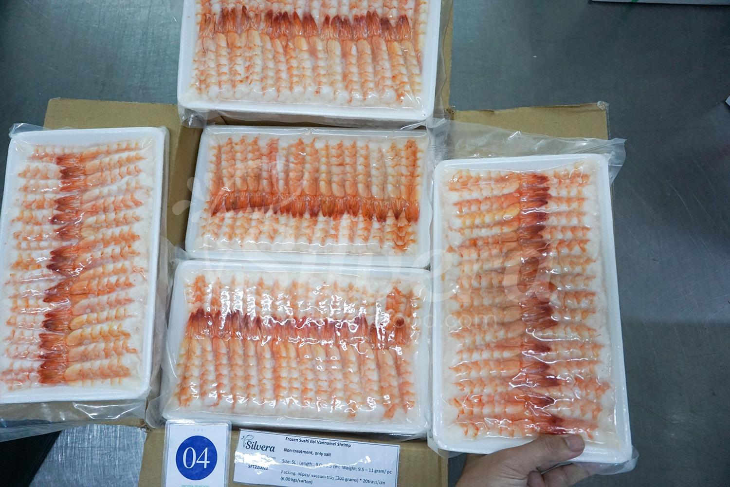 Inside master carton of sushi ebi 