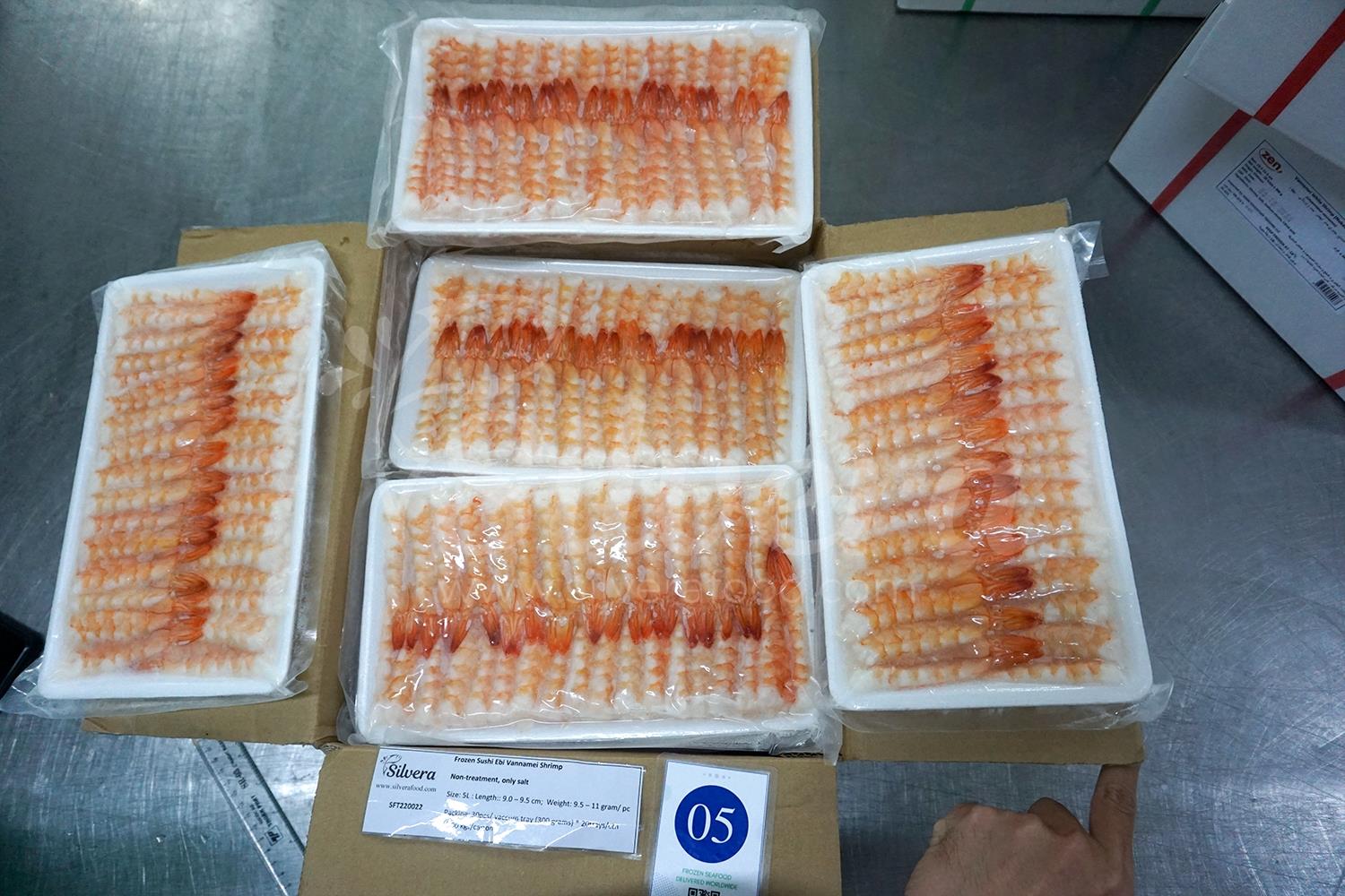 Inside master carton of sushi ebi 