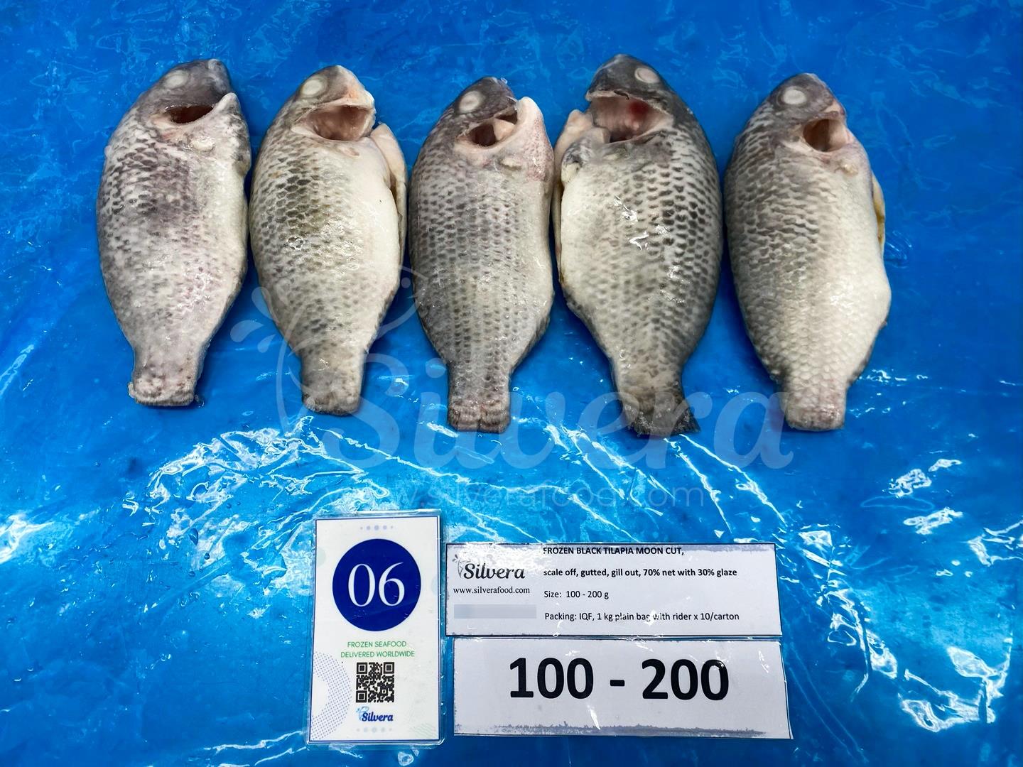 Frozen whole cleaned moon-cut tilapia