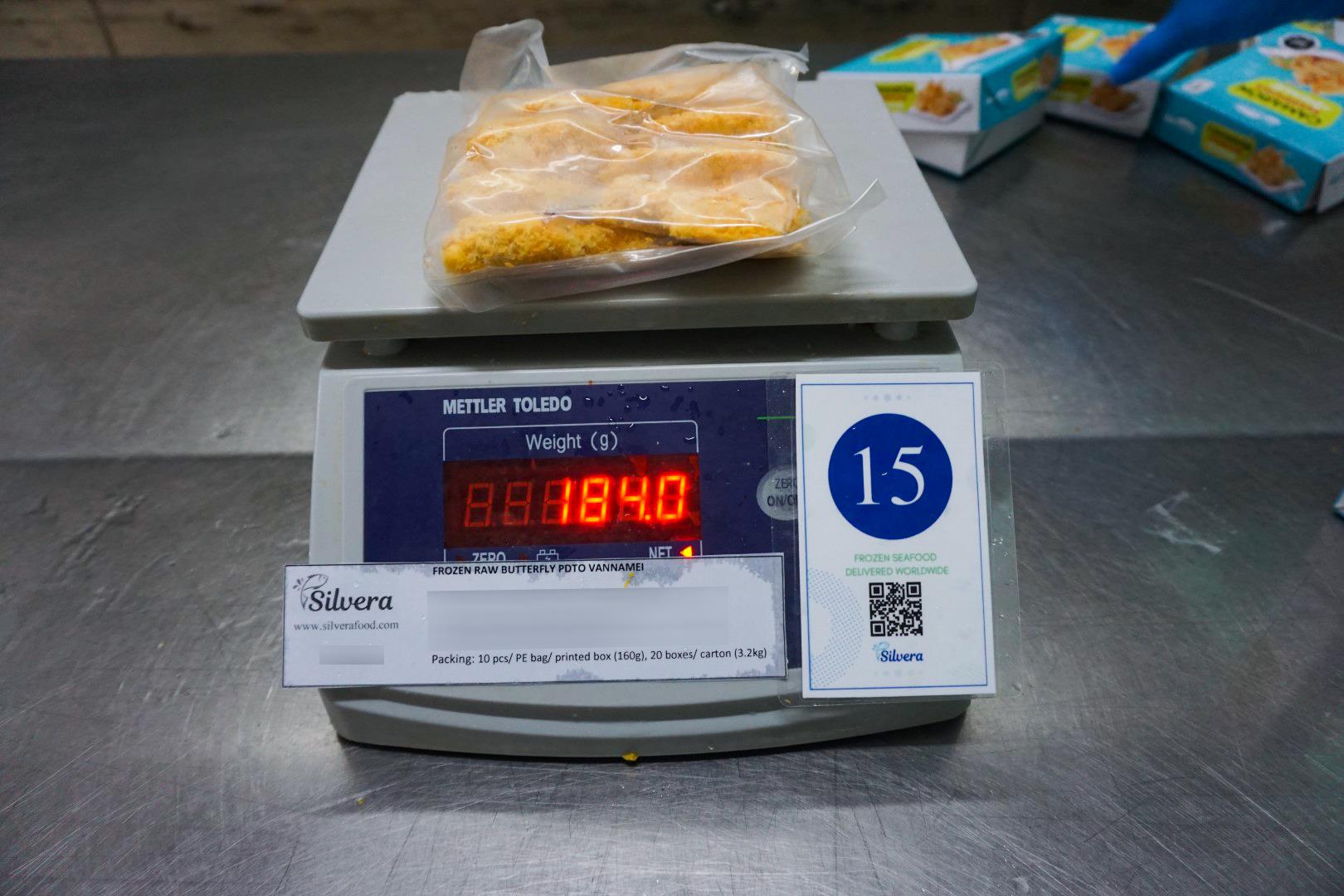 Weight per bag - breaded torpedo vannamei