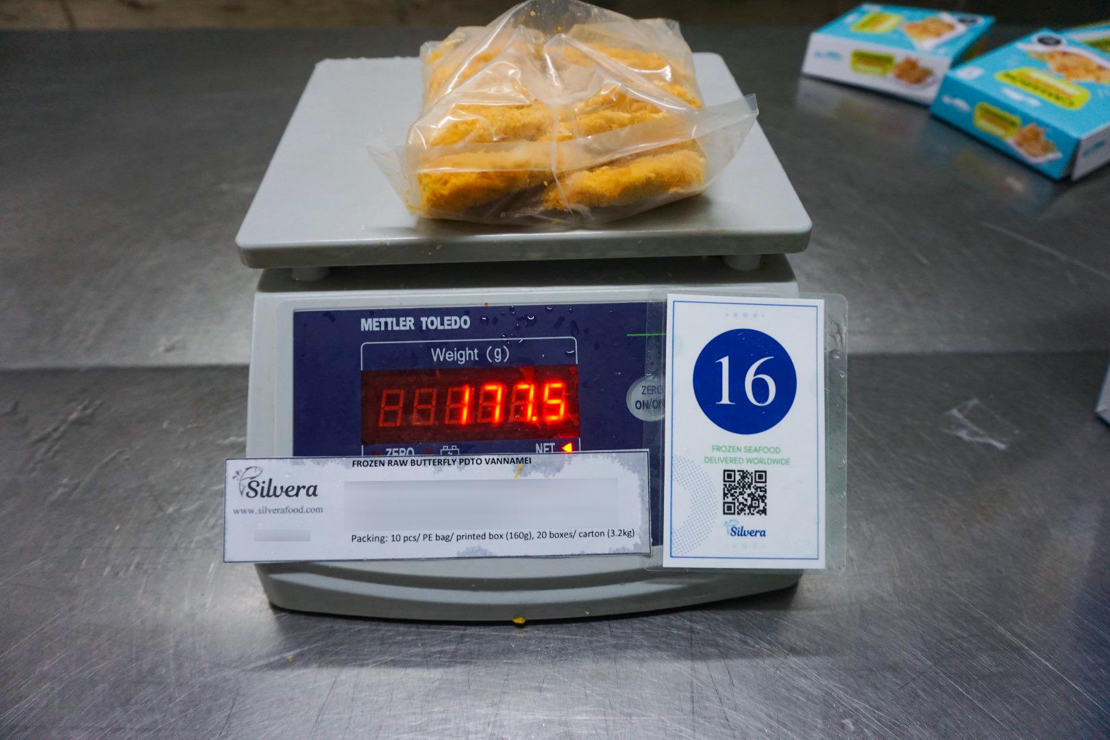 Weight per bag - breaded torpedo vannamei