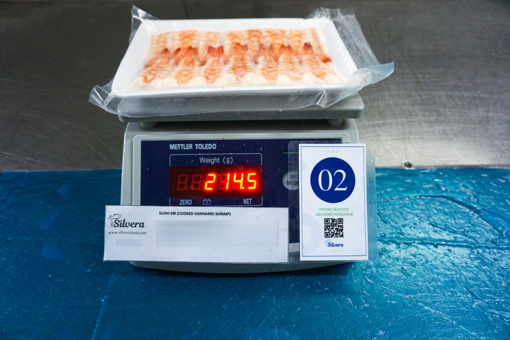 Sushi ebi on tray