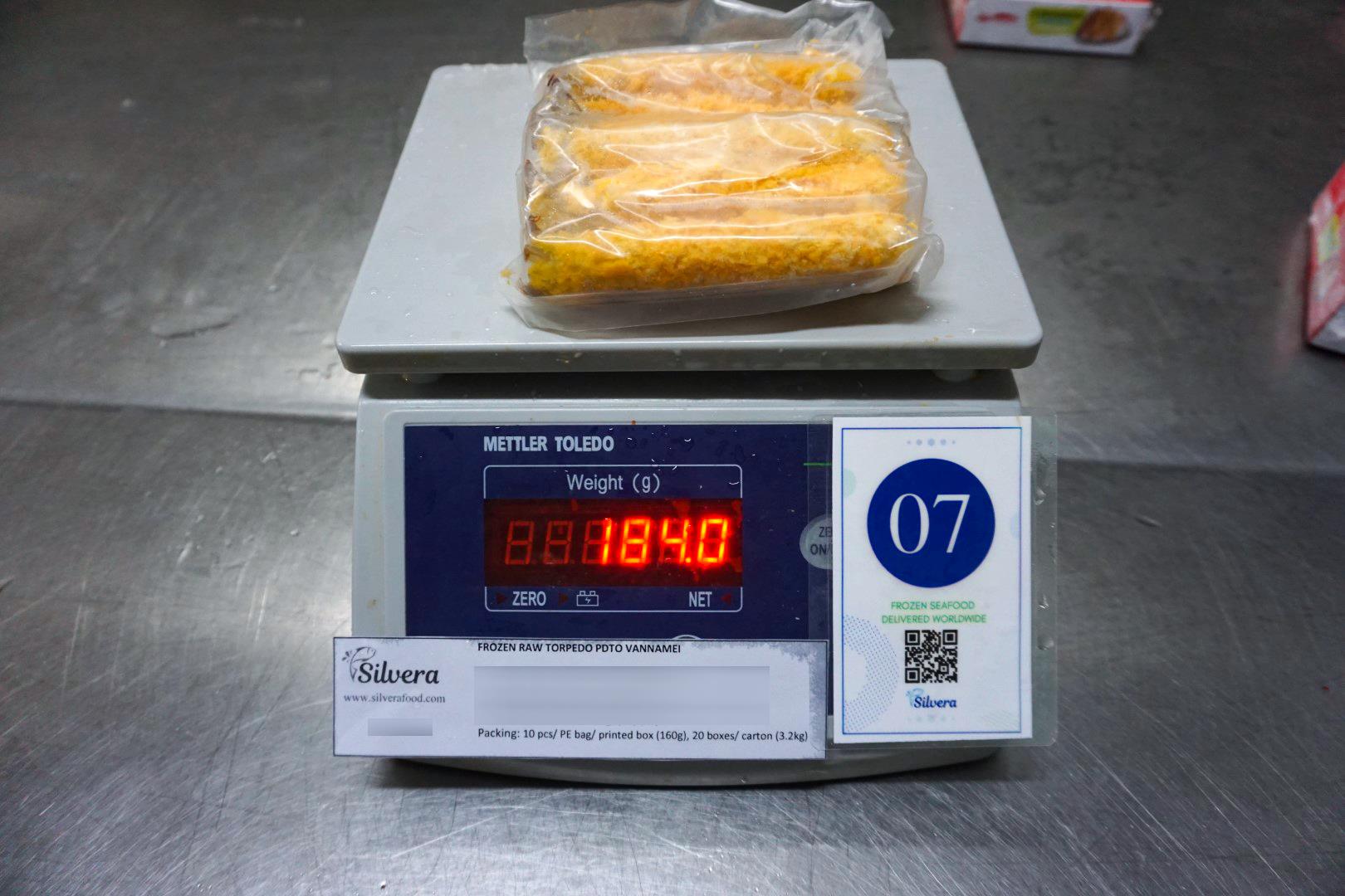 Weight per bag - breaded torpedo shrimp