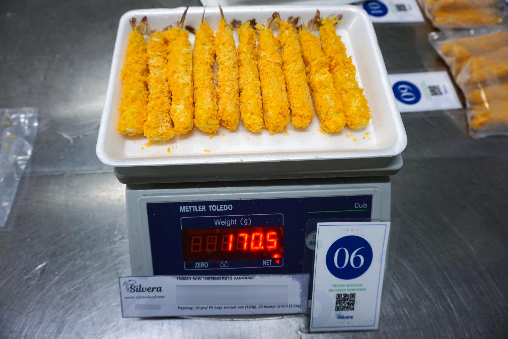 Weight without bag - breaded torpedo shrimp
