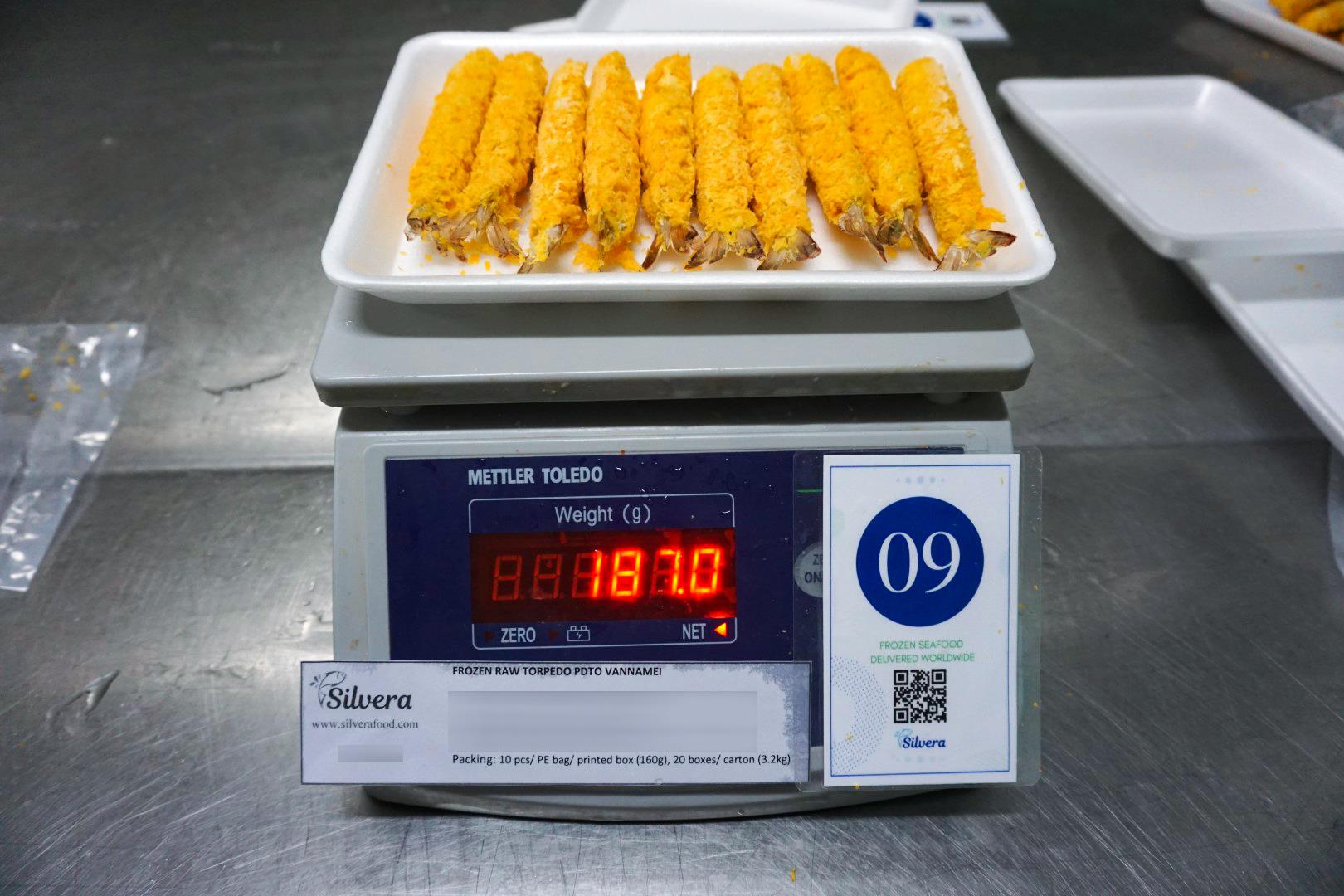 Weight without bag - breaded torpedo shrimp