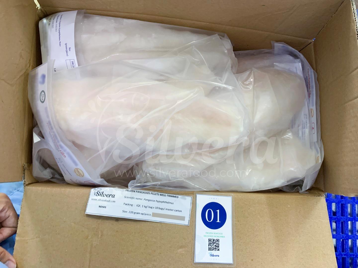 Frozen pangasius fillets in bags