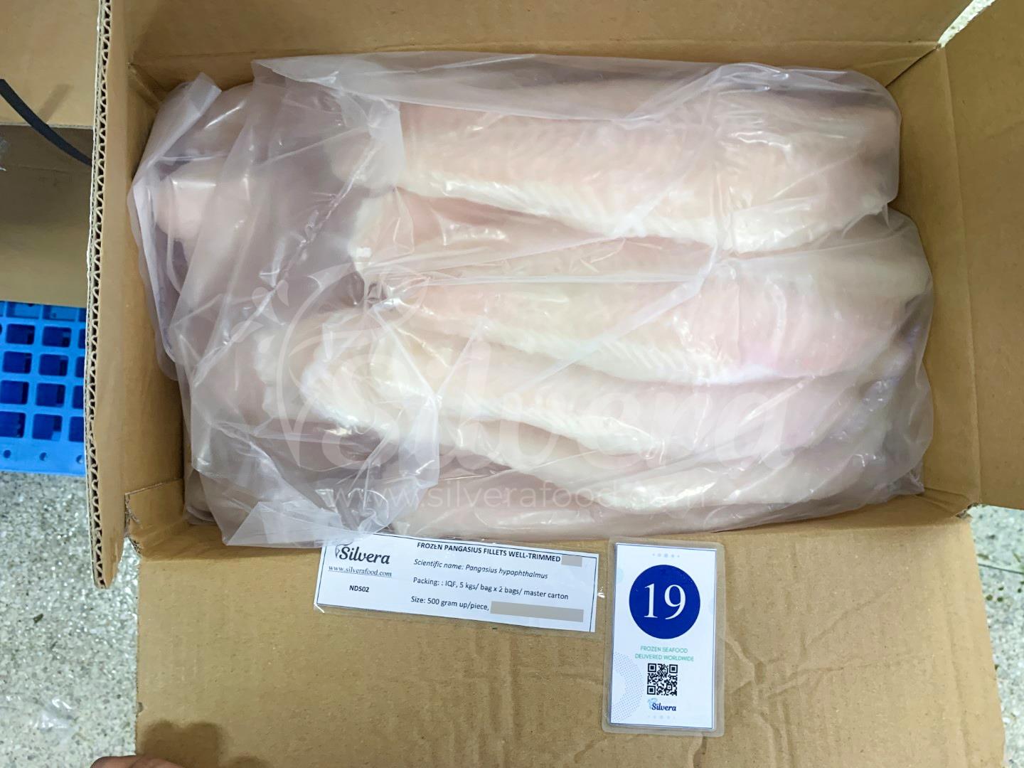 Frozen pangasius fillets in bags