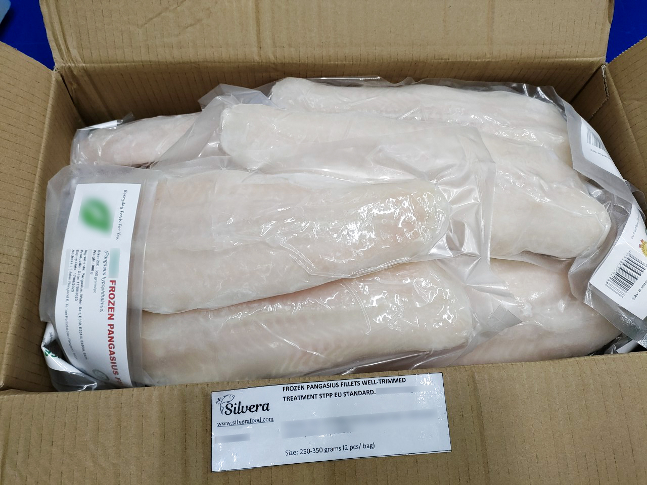 Master carton of pangasius fillets