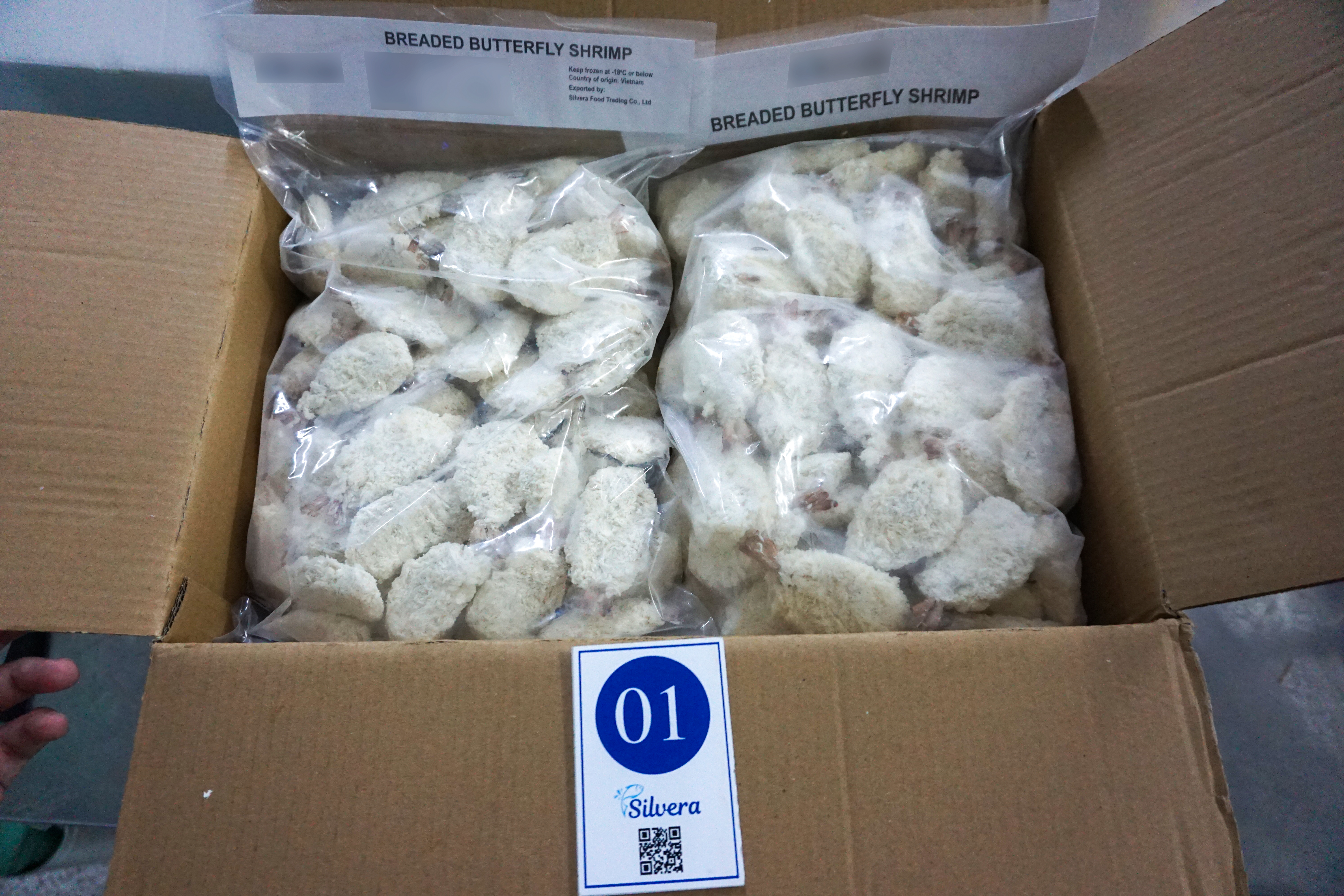 Breaded butterfly-cut vannamei shrimp