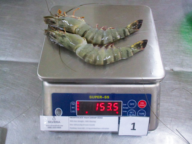 Black tiger shrimp head on shell on