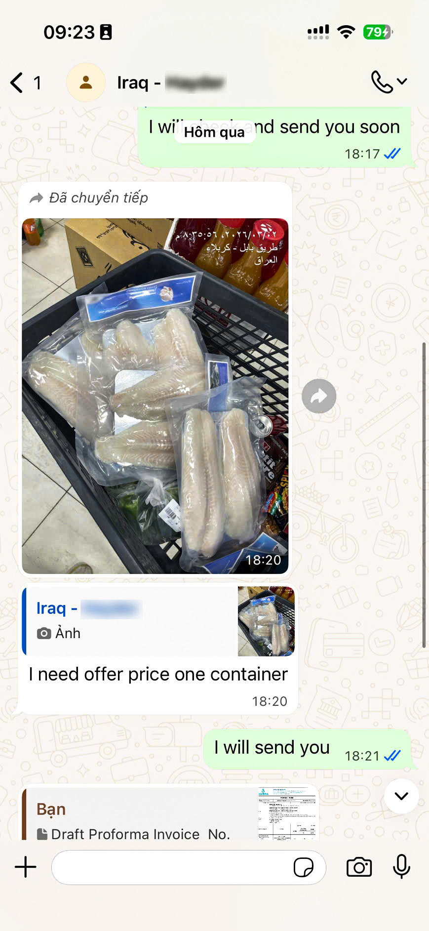 Iraqi customer's feedback on pangasius fillet 